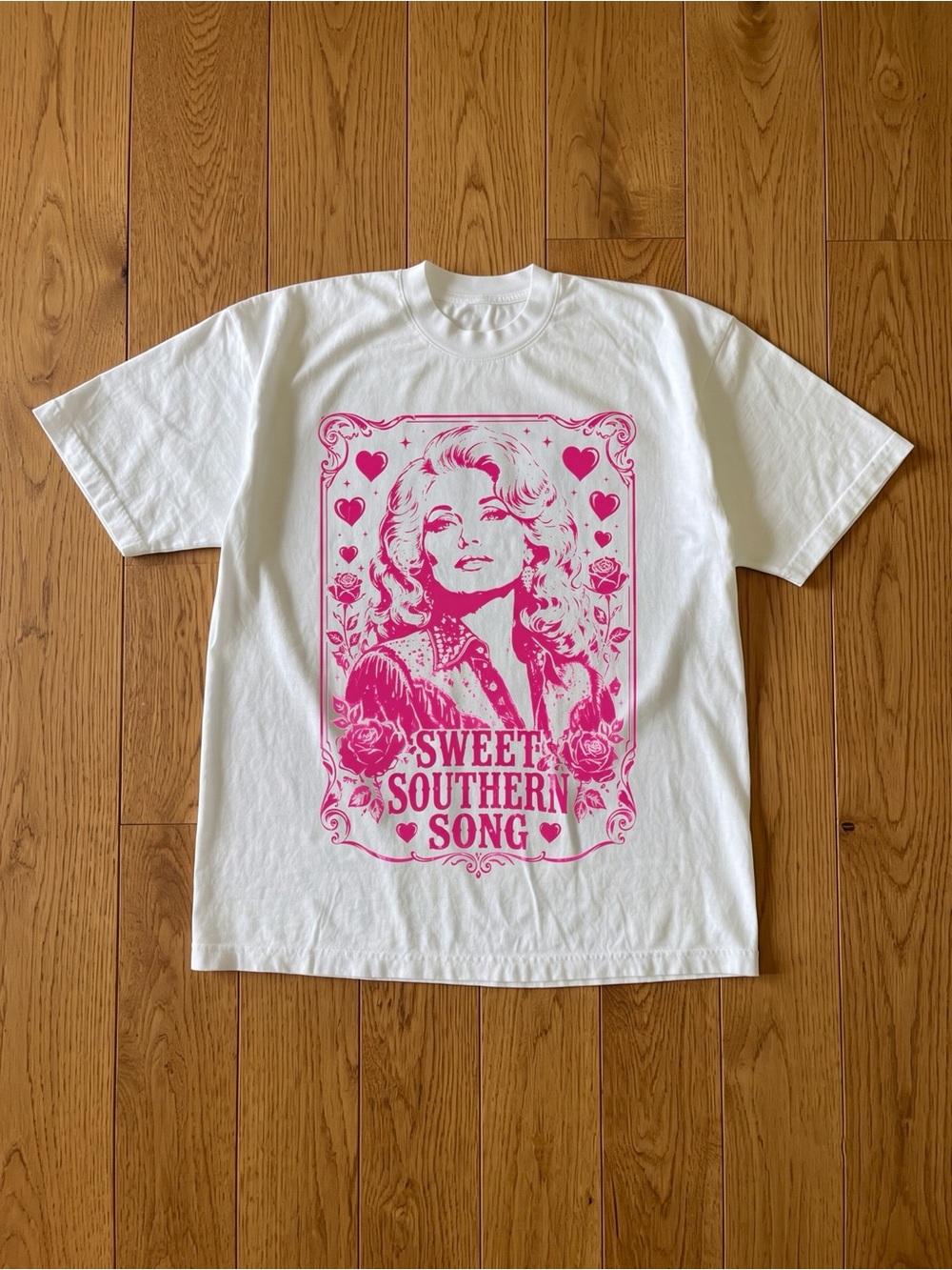Gildan White Tee with Pink 'Sweet Southern Song' Graphic
